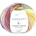 Concept by Katia Funny Socks 6-Ply 151 lila-keltainen-oranssi