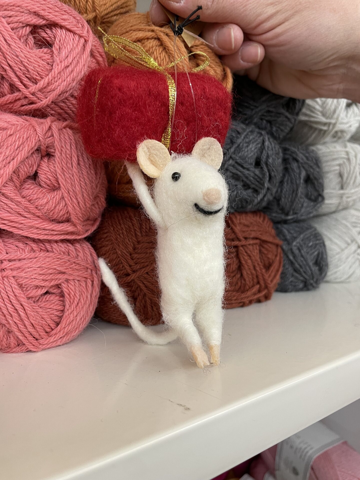 Huovutetut eläinystävät Hiiri lahjalaatikkolla