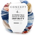 Concept by Katia Infinity Symmetric Socks & more 92 sininen-beige-ruoste-punainen