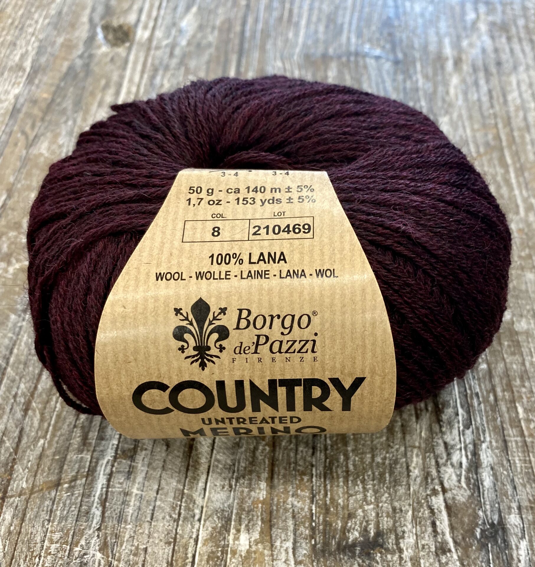 Borgo de'Pazzi Country Merino untreated 8 burgundi