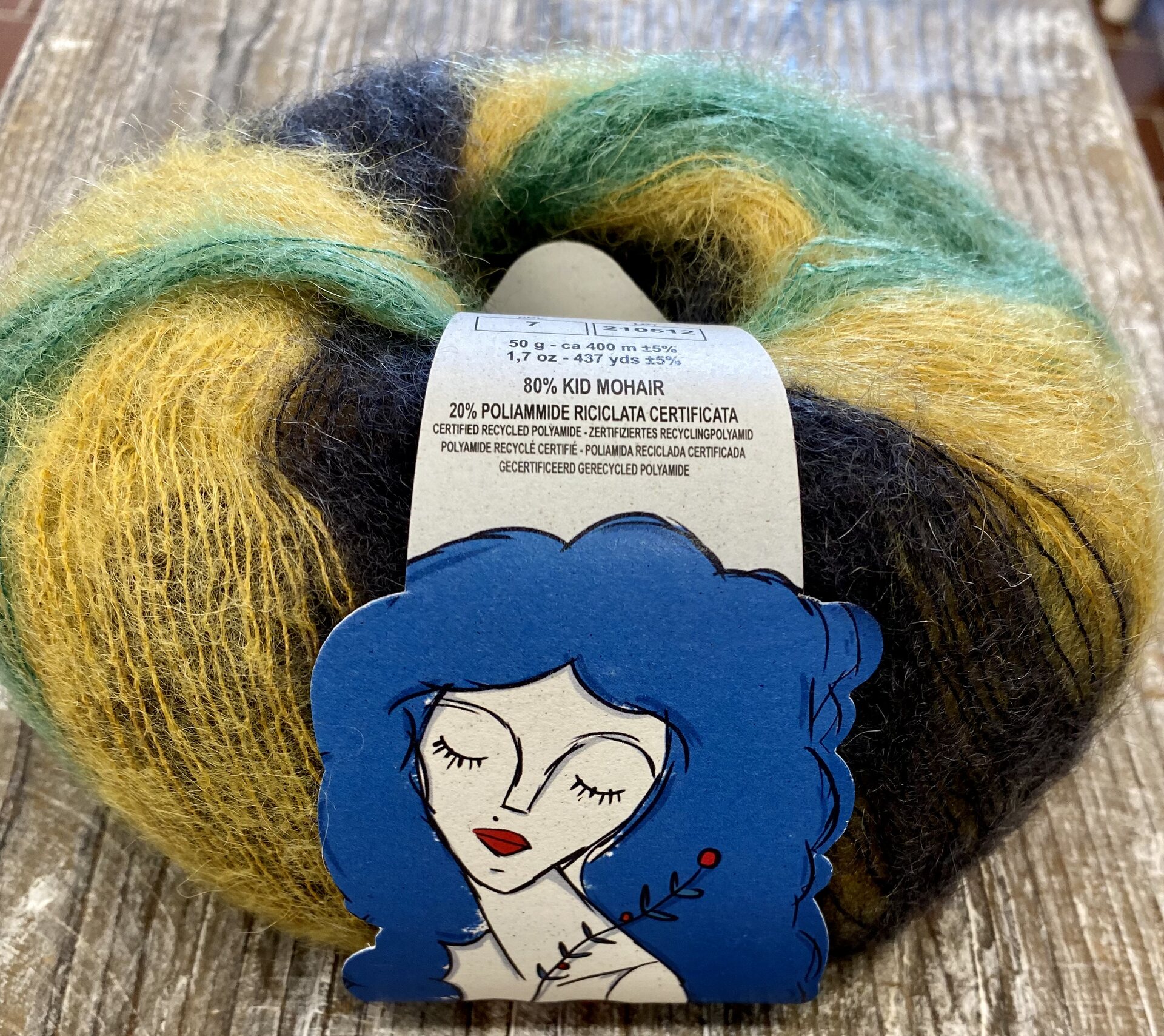 Borgo de'Pazzi Kid Mohair 7 musta -keltainen-vihreä