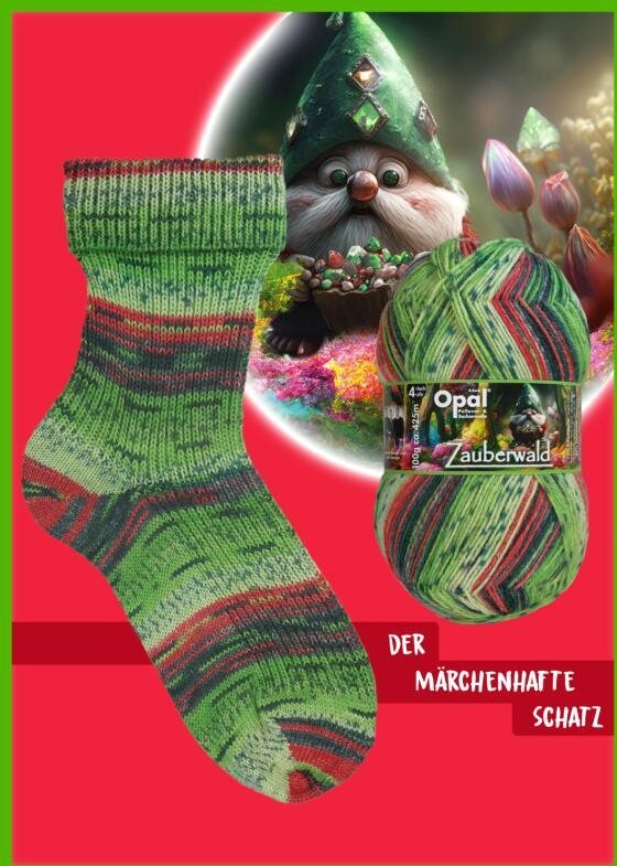 Opal Zauberwald 4-ply 11443 vihreä-puna-musta