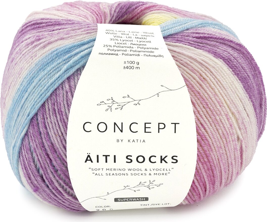 Concept by Katia Äiti Socks & More 200 fuksia-turkoosi-keltainen