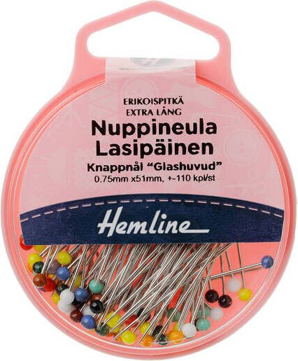 Hemline Nuppineulat Lasipäinen erikoispitkä 0,75 x 51 mm (110 kpl)