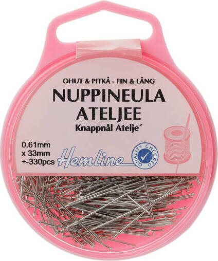 Hemline Nuppineulat Ateljee ohut ja pitkä 0,61 mm x 33 mm (330 kpl)
