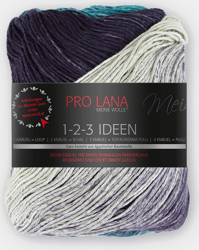 Pro Lana 1-2-3 Ideen 10 harmaa-tumman sininen-turkoosi