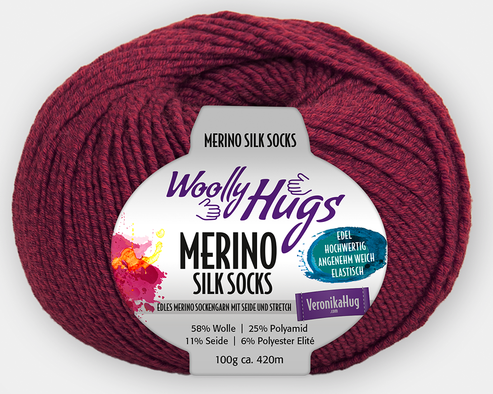 Merino Silk Socks 238 burgundin punainen