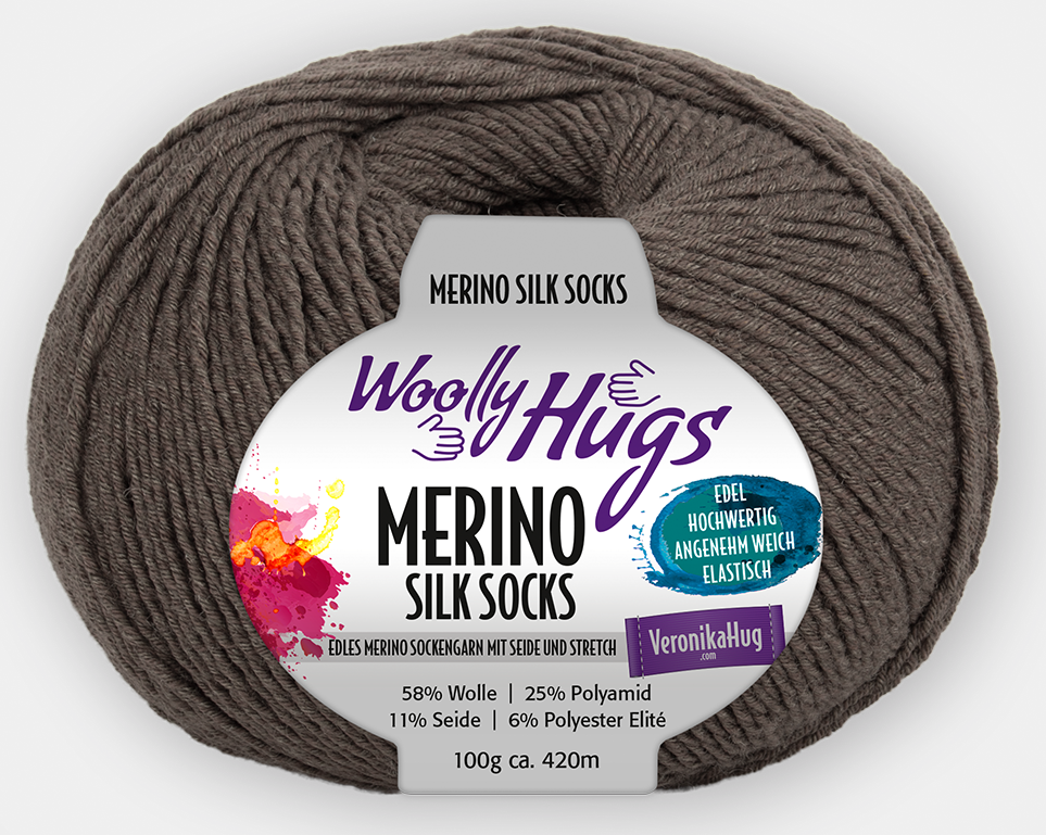 Merino Silk Socks 212 kaunis harmaanruskea