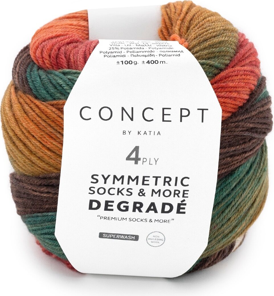 Concept by Katia Degradé Symmetric Socks & More 81 vihreä-okra-oranssi-punainen