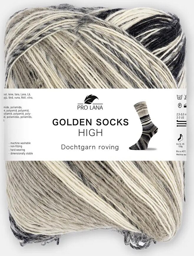 Pro Lana Golden Socks High 727 musta-harmaa