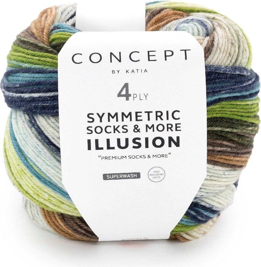 Concept by Katia Symmetric Socks & more Illusion 75 sininen-vihreä-ruskea
