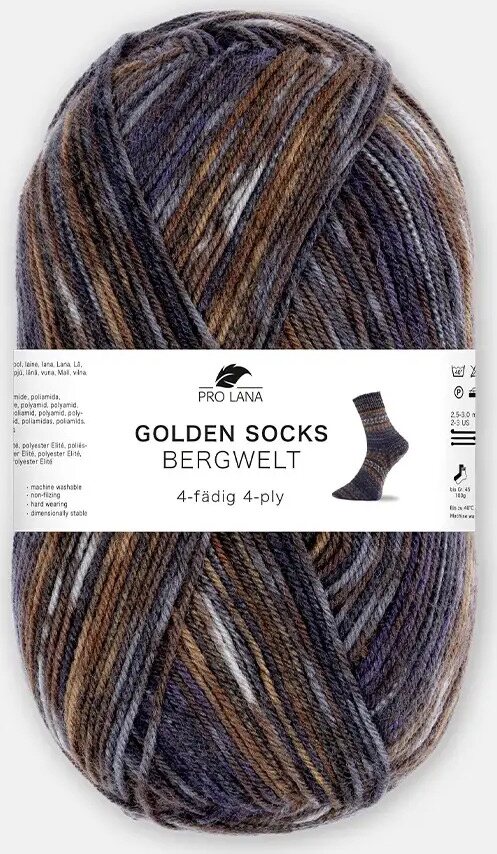 Pro Lana Golden Socks Bergwelt 806.09 harmaa-kupari