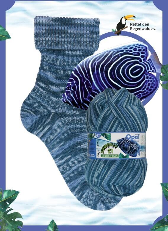 Opal Regenwald 21 6-säikeinen sukkalanka 11617 die Rettungsringstrickerin