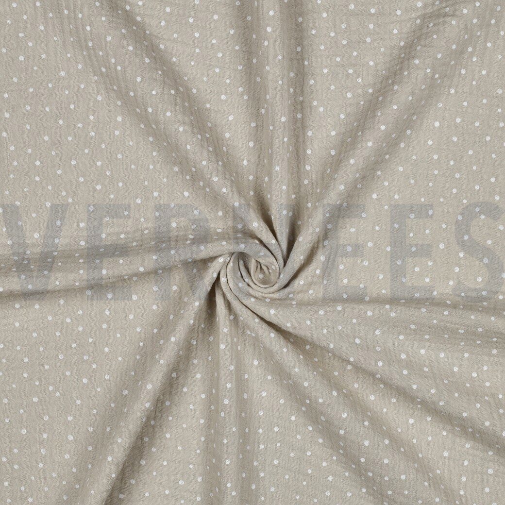 Verhees Textiles Double gauze, Little dots Light sand