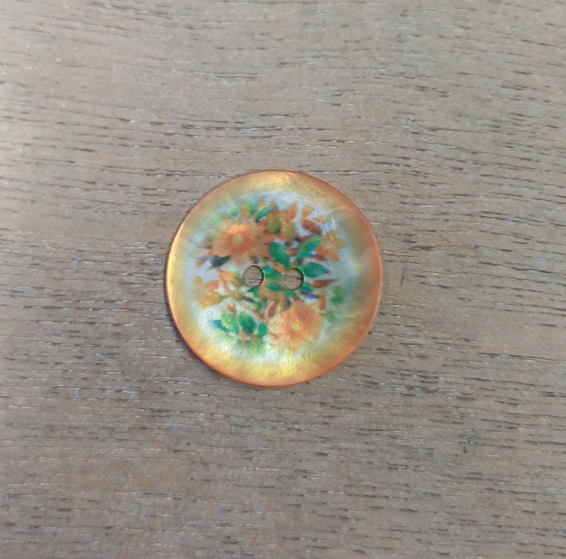 Helmiäisnapit kukkakuviolla Oranssi/keltainen