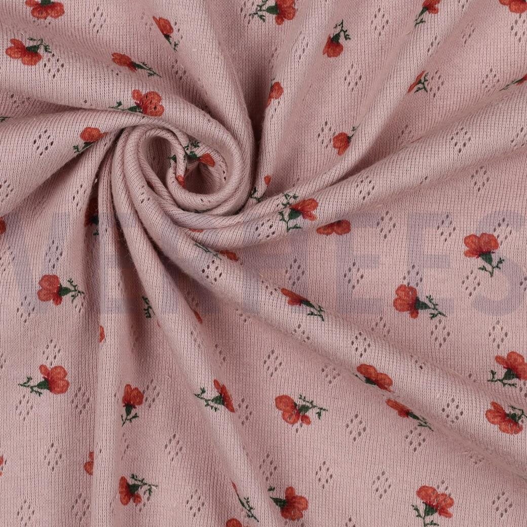 Verhees Textiles Pointoille Flowers Vanha roosa