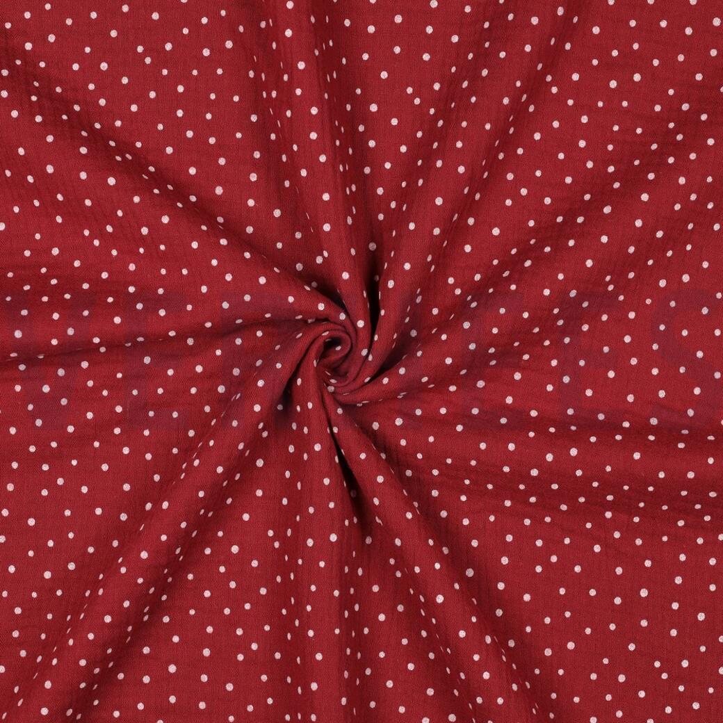 Verhees Textiles Double gauze, Little dots Berry