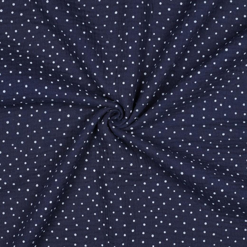 Verhees Textiles Double gauze, Little dots Navy
