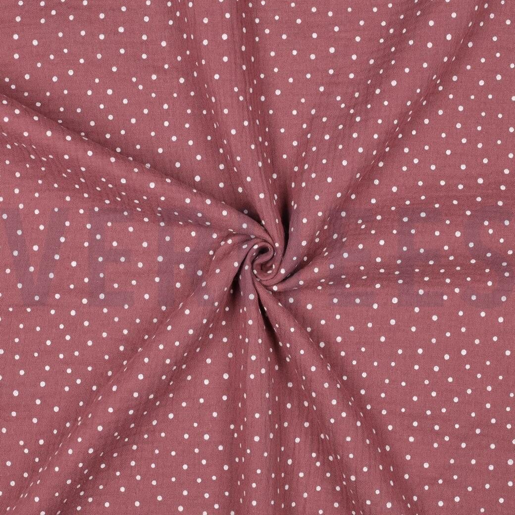 Verhees Textiles Double gauze, Little dots Rosewood