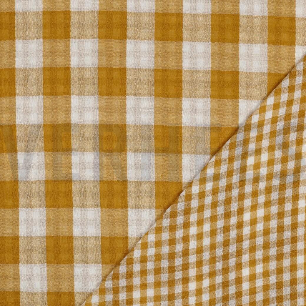 Verhees Textiles Double gauze, ruudulliset Ochre