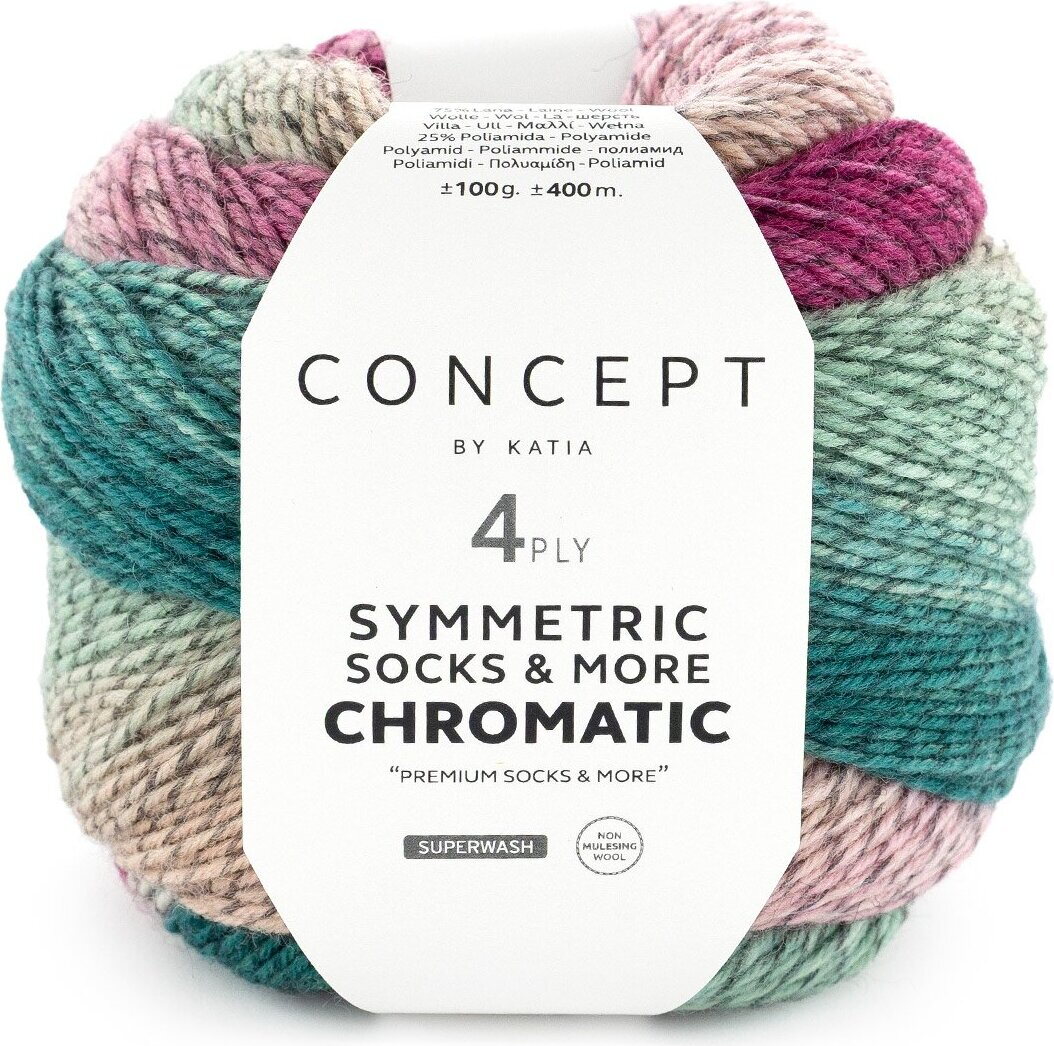 Concept by Katia Chromatic Symmetric Socks & more 204 petrol-beige-rose