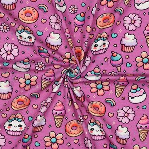 Verhees Textiles Jersey digital food, pinkki