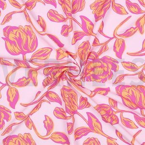 Verhees Textiles Lenzing ecovero, Flowers pinkki