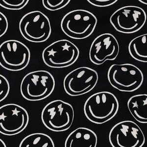 Verhees Textiles Jersey Happy faces, musta