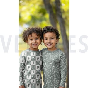 Verhees Textiles Jersey Happy faces, musta