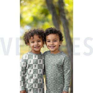 Verhees Textiles Jersey Happy faces, vedenvihreä