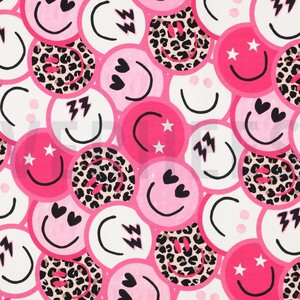 Verhees Textiles French Terry Happy face, pinkki