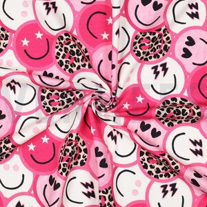 Verhees Textiles French Terry Happy face, pinkki