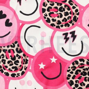 Verhees Textiles French Terry Happy face, pinkki