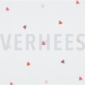 Verhees Textiles Emroidery hearts, pink/orange