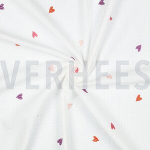 Verhees Textiles Emroidery hearts, pink/orange