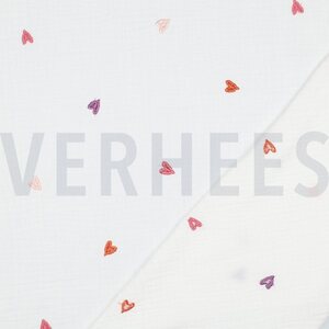 Verhees Textiles Emroidery hearts, pink/orange