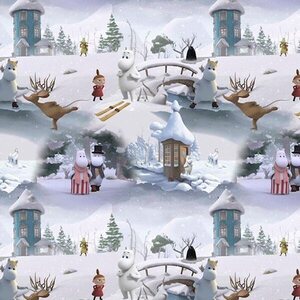 Stof Moomin, Winter Wonder white