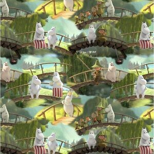 Stof Moomin, Outbridge green, pala 1 m