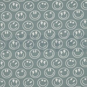 Verhees Textiles Jersey Happy faces, vedenvihreä, pala 1 m