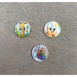 Kiiltävät veikeät eläinnapit, 15 mm